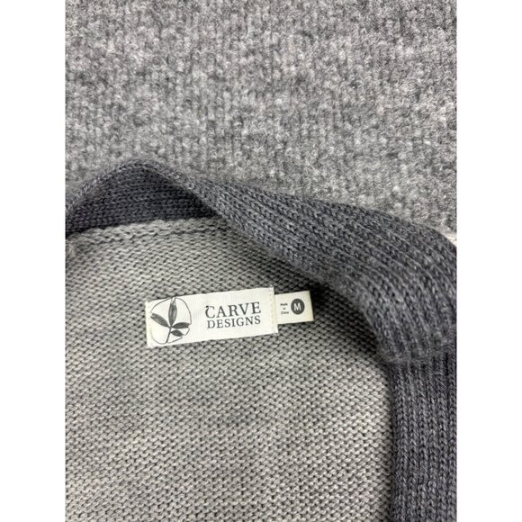 Carve Designs Sweater Women's Medium Gray Merino Wool Button Up Belted Cardigan - Picture 2 of 7